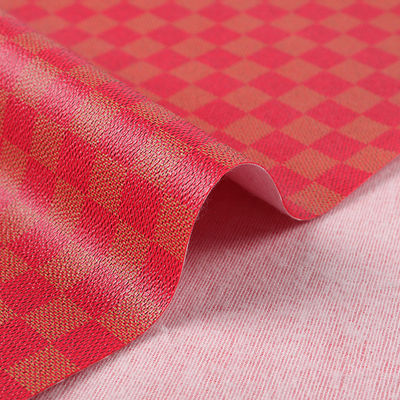 Печатная кожа из ПВХ для сумки смешанные цвета шахматная доска поддельная кожаная ткань