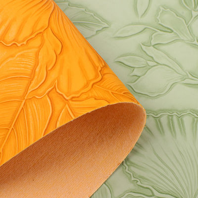 3D ретро цветочная рельефная кожа из ПВХ с четкой нижней частью для сумок упаковка коробка декоративная ткань плацемат поддельная кожа