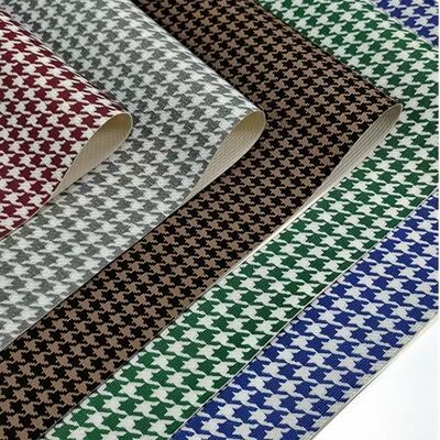 Оптовая продажа ПВХ Houndstooth Printed Fux Leather Fabric for Decorative Bag Phone Shell Table Mat Sofa Cover Проекты по изготовлению ремесла