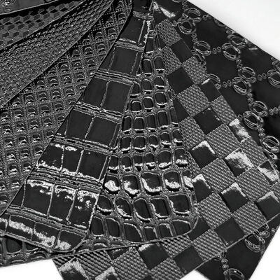 High-Gloss PVC Crocodile Embossed Woven Grain Geometry Animal for Shoe Bag Decor Synthetic Artificial Leather Fabric for Crafts
