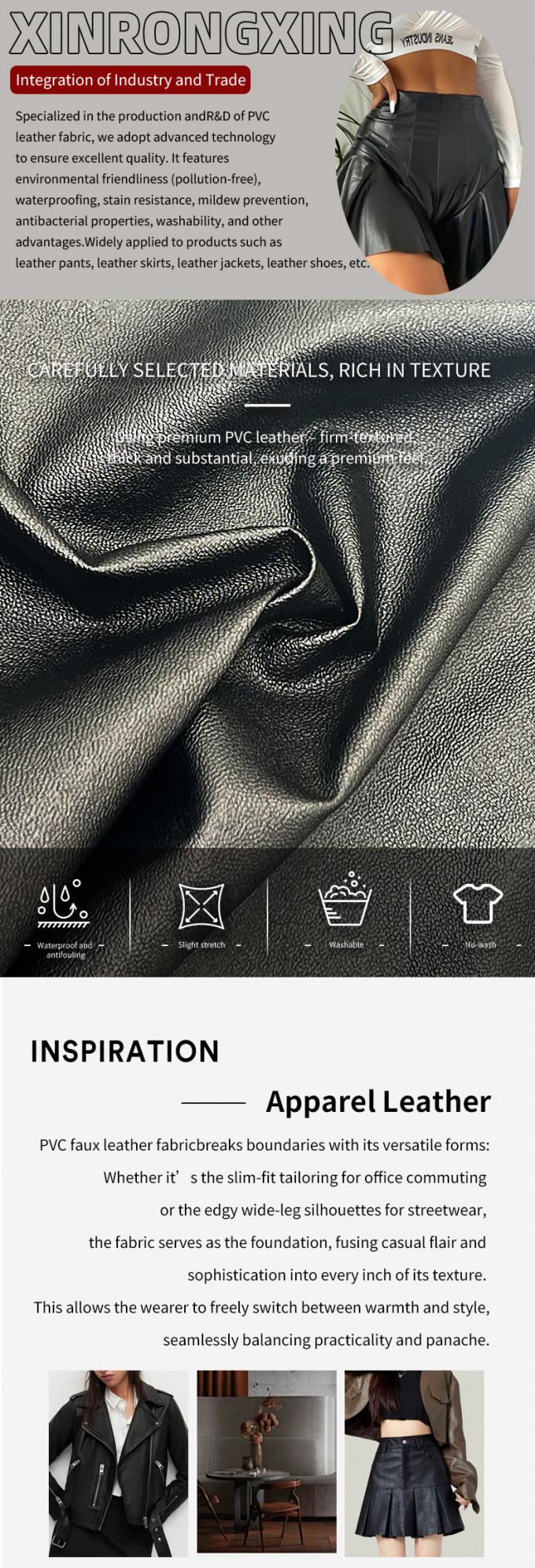 ПВХ искусственная кожа с зерном ягненка, эластичная, с эффектом затемнения, водонепроницаемая, синтетическая кожа для одежды, брюк, платьев 4