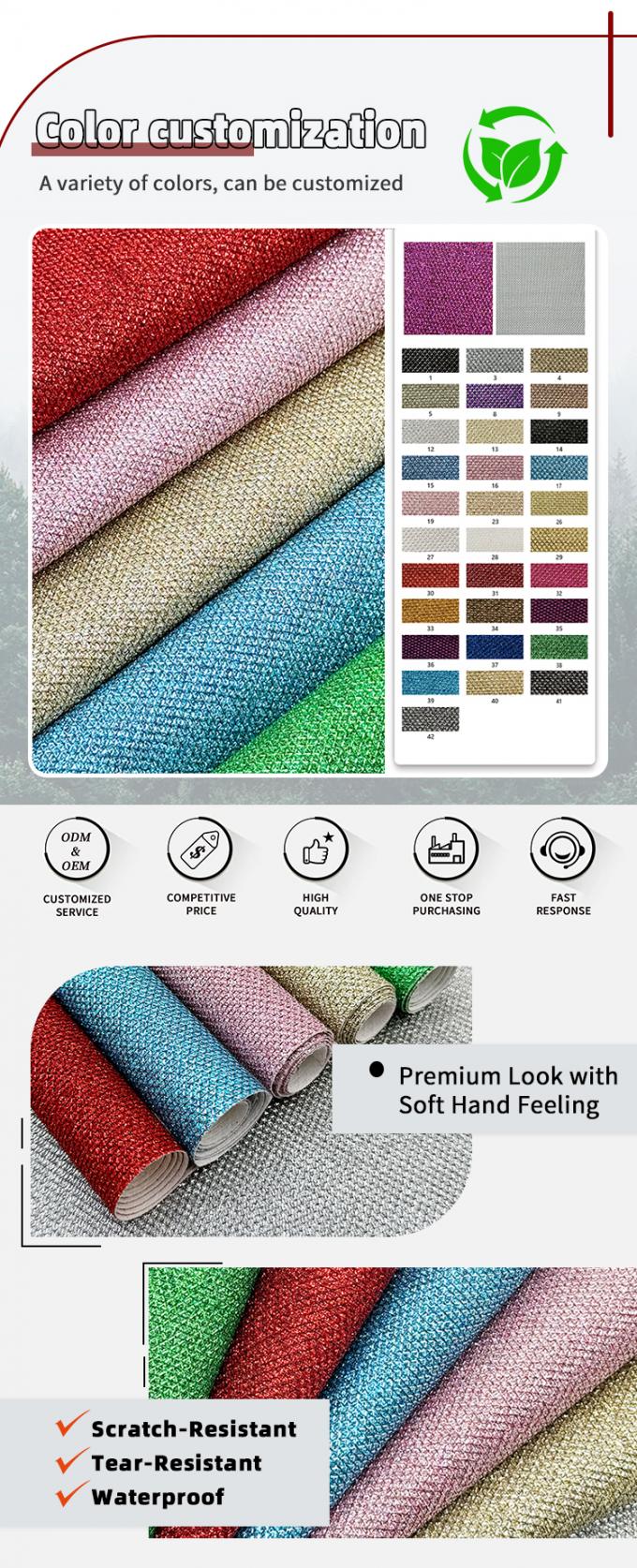 Блестящая грубая блестящая ПВХ синтетическая кожа для подкладки обуви для ювелирных изделий, ремесел, багажа, упаковки, искусственной кожи, дивана 4