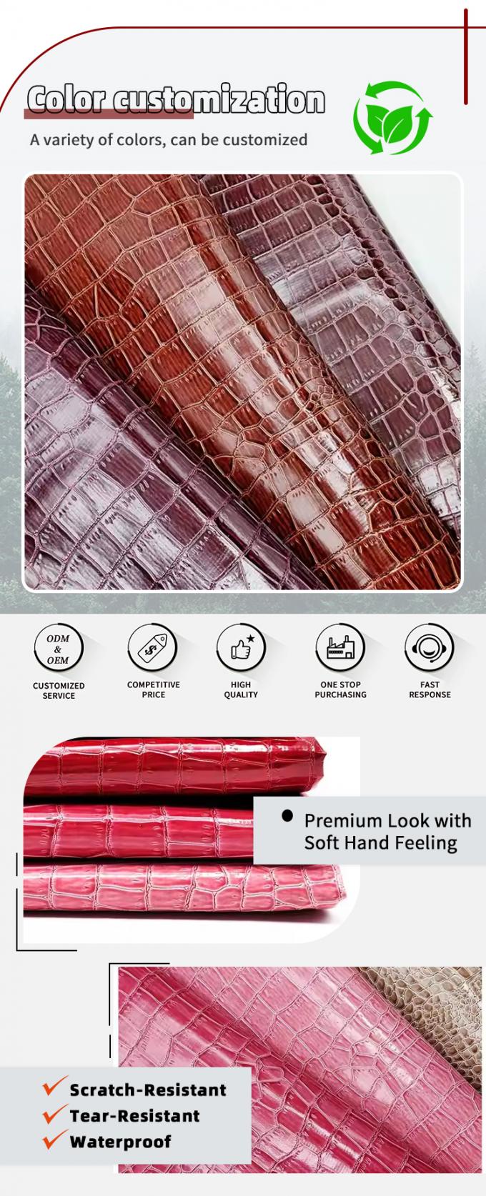 Тисненая ПВХ искусственная кожа с текстурой крокодила, ярко окрашенная синтетическая кожа для обуви, сумок, мебели, ремесленных материалов 4
