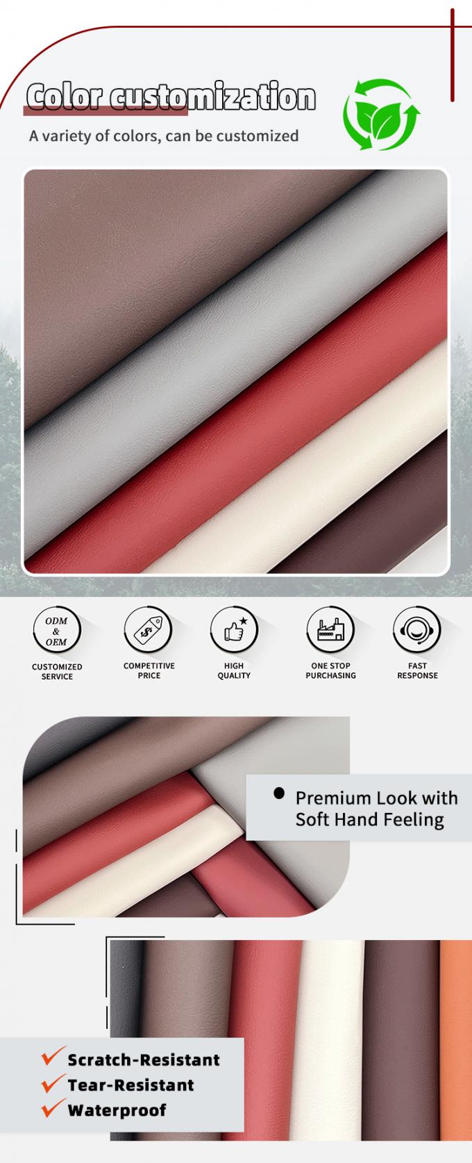ПВХ Напа рельефная фальшивая кожа водонепроницаемая устойчивая к абразии 54 дюйма ширина 4