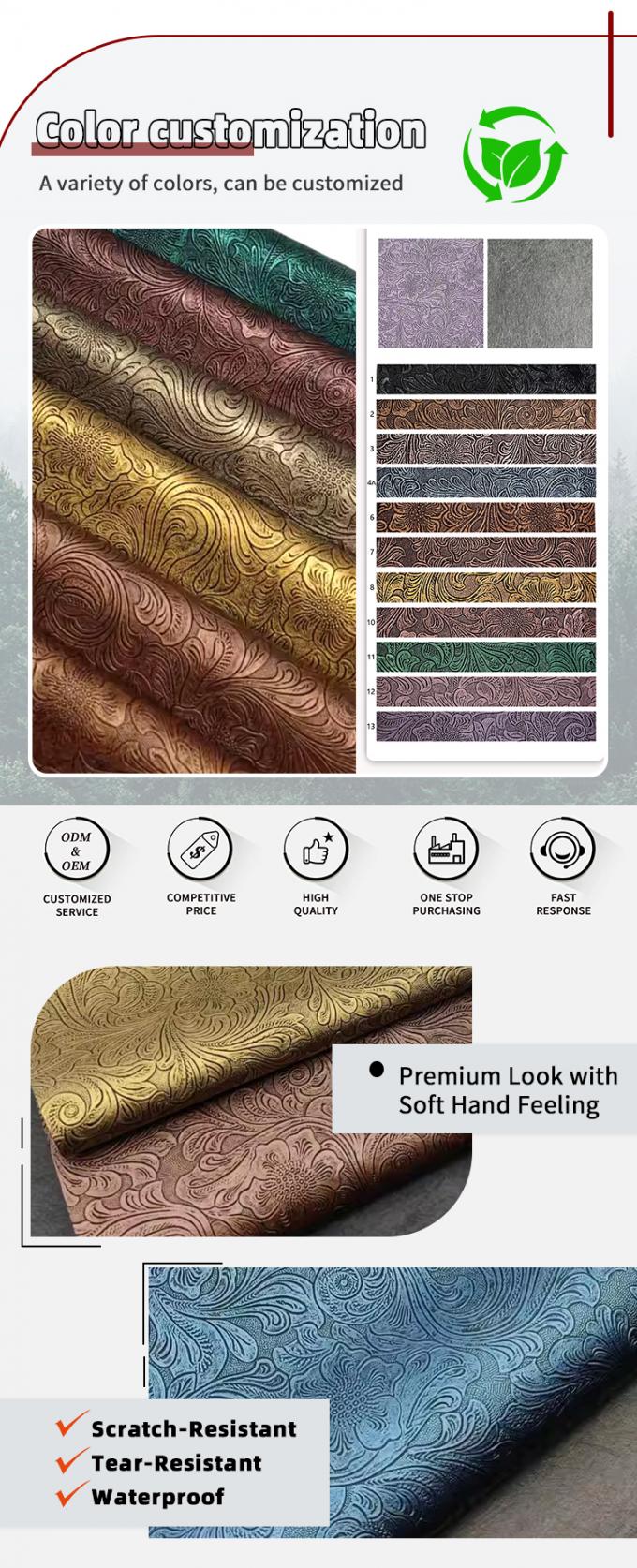 ПВХ цветочный рисунок искусственная синтетическая кожа кошелек коробка обувь Ntoebook поддельная кожаная ткань 4