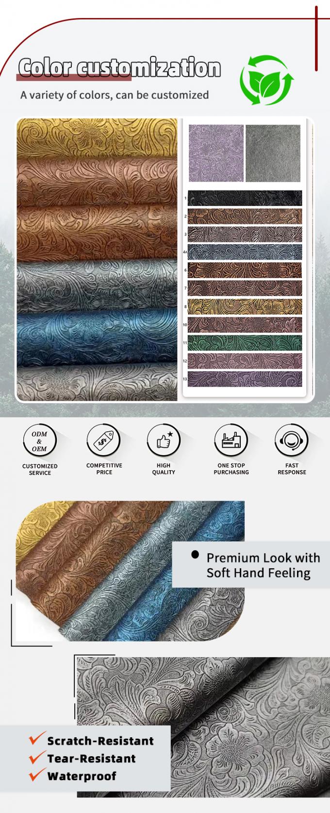 Тисненая ПВХ искусственная кожа с цветочным узором для кошельков, коробок, обуви, блокнотов, декоративных сумок - прочные материалы из искусственной кожи 4