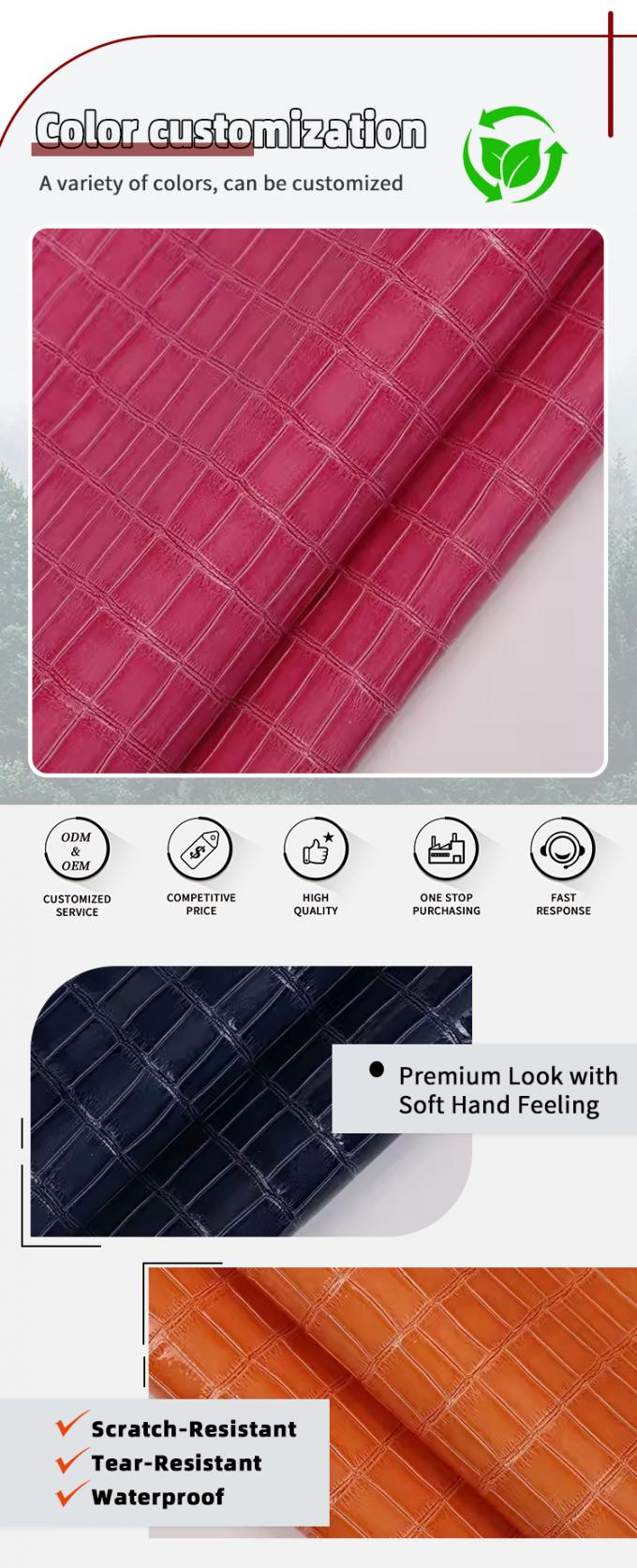 Высокоблестящий ПВХ Бамбук Узоры зерна Искусственная синтетическая кожа Декоративные обувь Сумки Коробка Фальшивая кожаная ткань 4